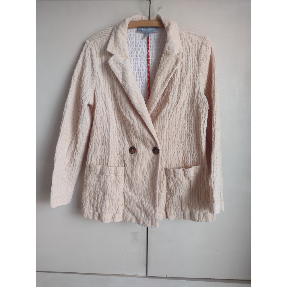 Daniel Rainn Jacket Cream Ruched Blazer M Career Work Casual Light Academia